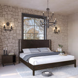 Bme Vivian 14 Inch Deluxe Bed Frame with Headboard, Rustic & Scandinavian Style with Solid Acacia Wood, No Box Spring Needed, 12 Strong Wood Slat Support, Easy Assembly, King, Rustic Golden Brown