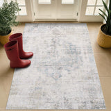 Neutral Living Room Rug - 10x14 Farmhouse Beige Brown Large Area Rug for Dining Room, Bedroom, Low Pile Lightweight Washable