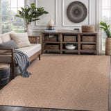 CAMILSON Easy Jute Rug 10x14, Indoor Outdoor Natural Color Fiber Area Rugs for Living Room Patio and Kitchen Rug, Sisal Boho Woven Design, Easy-Cleaning, Washable Outside Carpet Alfombras (10 x 14)