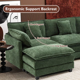 Ihanherry 146" U-Shaped Modern Sofa Modular Sectional Cloud Couch with 2 Ottoman, 6-Seat Chenille Deep Seat Sofa with 6 Pillows for Living Room, Bedroom and Apartment, Grey