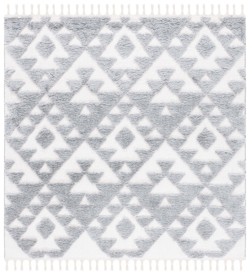 SAFAVIEH Area Rug 8x10 - Moroccan Tassel Shag Collection - Large - Ivory & Brown, Boho Design, Non-Shedding & Easy Cleaning, Plush Pile, Ideal for Living Room, Bedroom, Dining Space (MTS688A)