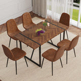 MUUOKY Dining Table Set for 4, Modern 55'' Wood Dinette Table Set for 4 with Fabric Dining Chairs,Table and Chairs Set of 4,Ideal for Kitchen Dining Room