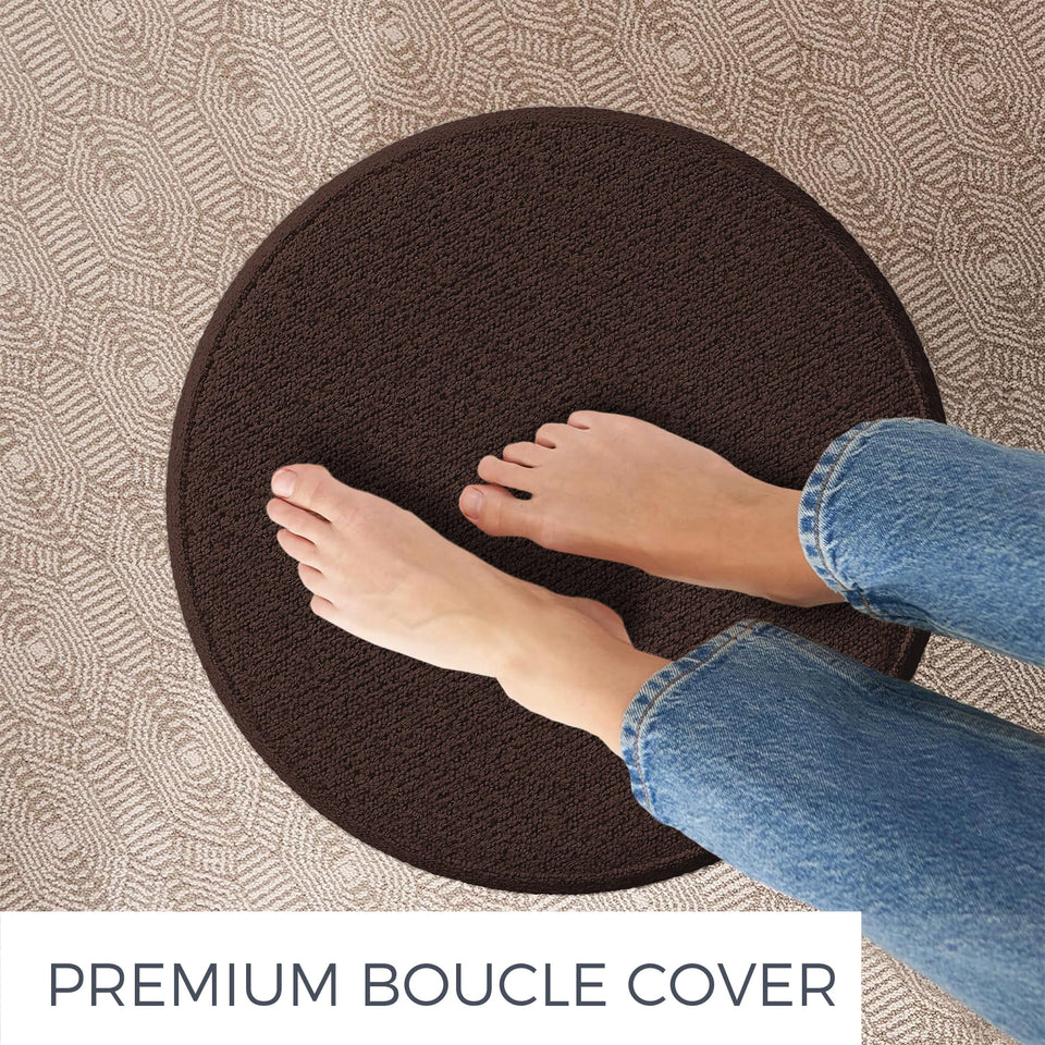 ZICOTO Beautiful Boucle Pouf Ottoman and Foot Rest - Elevate Your Living Room Decor with Lightweight Comfort and Charm - A Round Modern Foam Filled Foot Stool Perfect to Rest Your Feet