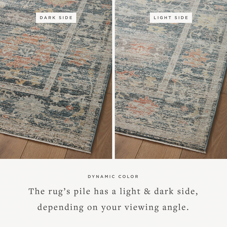 Loloi Magnolia Home by Joanna Gaines Millie Collection MIE-02 Sky/Gold 7'-10" x 10', .25" Pile Height, Area Rug