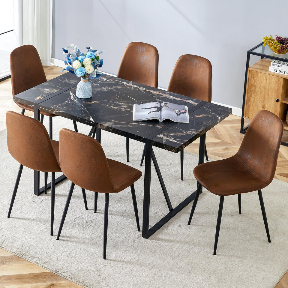 MUUOKY Dining Table Set for 4, Modern 55'' Wood Dinette Table Set for 4 with Fabric Dining Chairs,Table and Chairs Set of 4,Ideal for Kitchen Dining Room