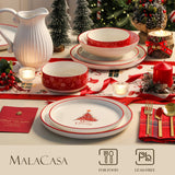 MALACASA Plates and Bowls Sets, 24 Pieces Modern Porcelain Dinnerware Set for 6 Ceramic Dishware Dishes White Kitchen Dinner Dining Ware Set wtih Black Rim Microwave and Dishwasher Safe, Series LUNA