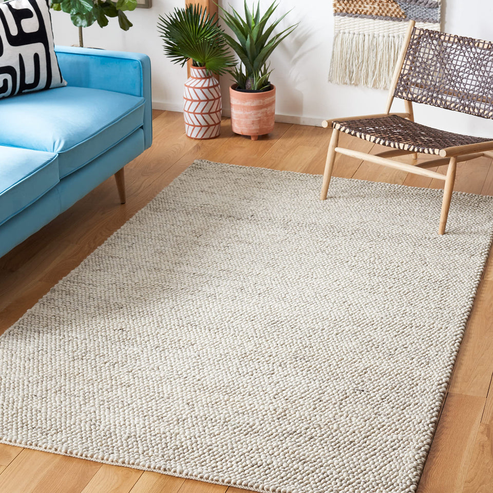 SAFAVIEH Area Rug 8x10 - Natura Collection - Large - Beige & Ivory, Handmade Wool Blend, Textured Design, Ideal for Living Room, Bedroom, Dining Space (NAT425B)