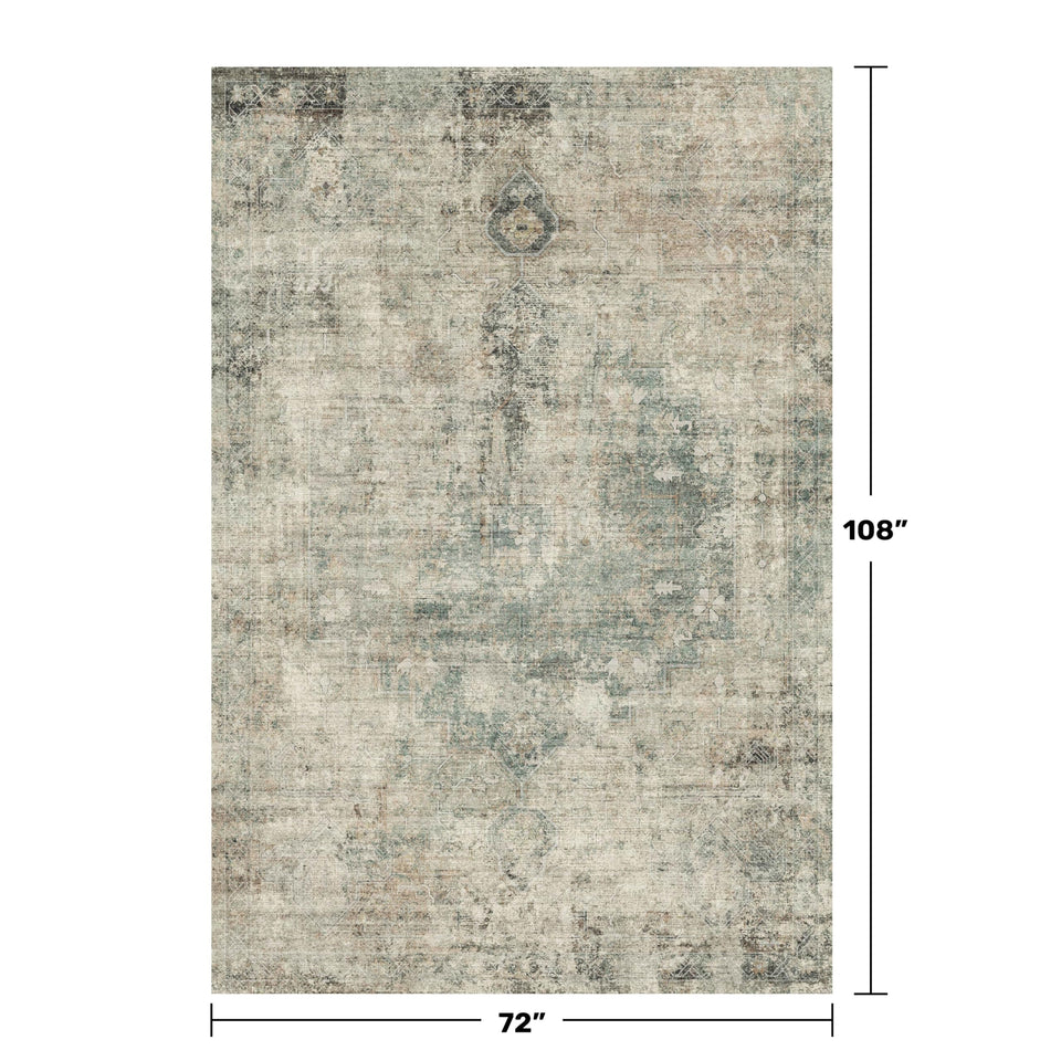 Neutral Living Room Rug - 10x14 Farmhouse Beige Brown Large Area Rug for Dining Room, Bedroom, Low Pile Lightweight Washable