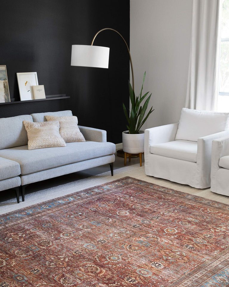 Loloi Layla Collection LAY-03 Olive/Charcoal 9'-0" x 12'-0" .13" Thick Area Rug, Soft, Durable, Vintage Inspired, Distressed, Low Pile, Non-Shedding, Easy Clean, Printed, Living Room Rug