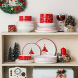 MALACASA Plates and Bowls Sets, 24 Pieces Modern Porcelain Dinnerware Set for 6 Ceramic Dishware Dishes White Kitchen Dinner Dining Ware Set wtih Black Rim Microwave and Dishwasher Safe, Series LUNA