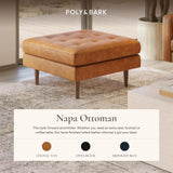 POLY & BARK Napa 72" Apartment Sofa – Italian-Tanned Full-Grain Pure-Aniline or Semi-Aniline Leather, Feather-Down Cushioning, Kiln-Dried Solid Wood Frame, Walnut Legs - Cognac Tan