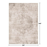 Neutral Living Room Rug - 10x14 Farmhouse Beige Brown Large Area Rug for Dining Room, Bedroom, Low Pile Lightweight Washable