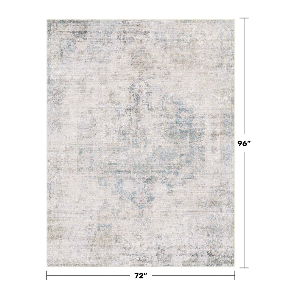 Neutral Living Room Rug - 10x14 Farmhouse Beige Brown Large Area Rug for Dining Room, Bedroom, Low Pile Lightweight Washable