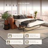 POLY & BARK Napa 72" Apartment Sofa – Italian-Tanned Full-Grain Pure-Aniline or Semi-Aniline Leather, Feather-Down Cushioning, Kiln-Dried Solid Wood Frame, Walnut Legs - Cognac Tan