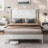 Bme Vivian 14 Inch Deluxe Bed Frame with Headboard, Rustic & Scandinavian Style with Solid Acacia Wood, No Box Spring Needed, 12 Strong Wood Slat Support, Easy Assembly, King, Rustic Golden Brown