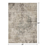 Neutral Living Room Rug - 10x14 Farmhouse Beige Brown Large Area Rug for Dining Room, Bedroom, Low Pile Lightweight Washable