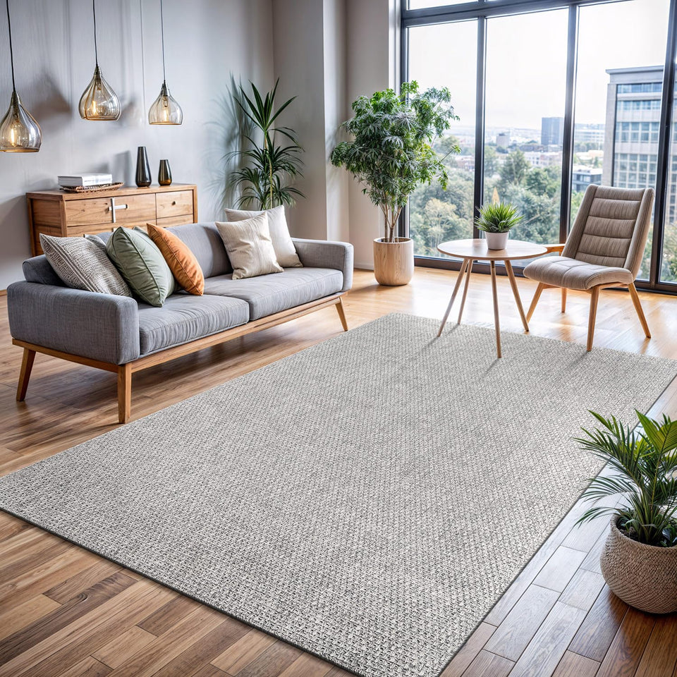 CAMILSON Easy Jute Rug 10x14, Indoor Outdoor Natural Color Fiber Area Rugs for Living Room Patio and Kitchen Rug, Sisal Boho Woven Design, Easy-Cleaning, Washable Outside Carpet Alfombras (10 x 14)