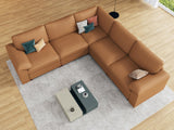 EASE MOOSE Leather Sectional Couch, Oversized Modular Sectional Sofas, Wide Deep Seat Modular Couch, Scratch Resistant Faux Leather Material, L Shaped Sofa for Big Spaces,Beige