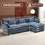 Ihanherry 146" U-Shaped Modern Sofa Modular Sectional Cloud Couch with 2 Ottoman, 6-Seat Chenille Deep Seat Sofa with 6 Pillows for Living Room, Bedroom and Apartment, Grey