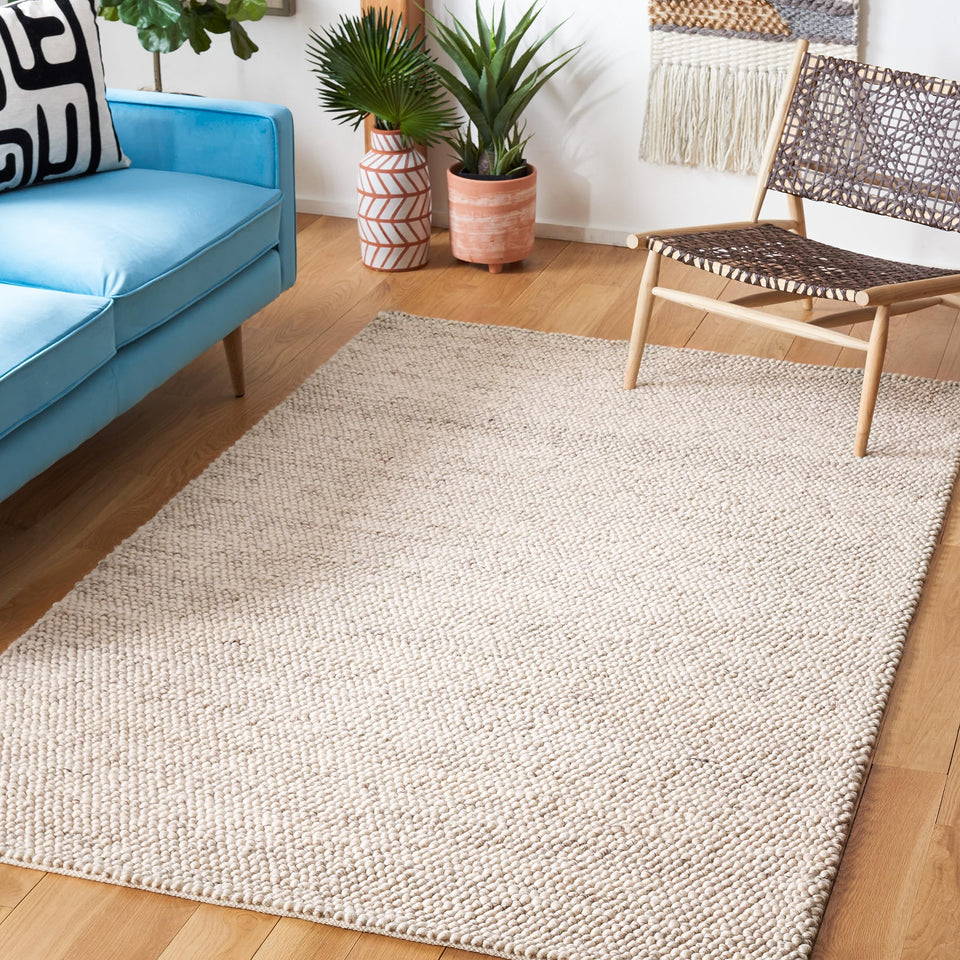 SAFAVIEH Area Rug 8x10 - Natura Collection - Large - Beige & Ivory, Handmade Wool Blend, Textured Design, Ideal for Living Room, Bedroom, Dining Space (NAT425B)