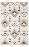SAFAVIEH Area Rug 8x10 - Moroccan Tassel Shag Collection - Large - Ivory & Brown, Boho Design, Non-Shedding & Easy Cleaning, Plush Pile, Ideal for Living Room, Bedroom, Dining Space (MTS688A)