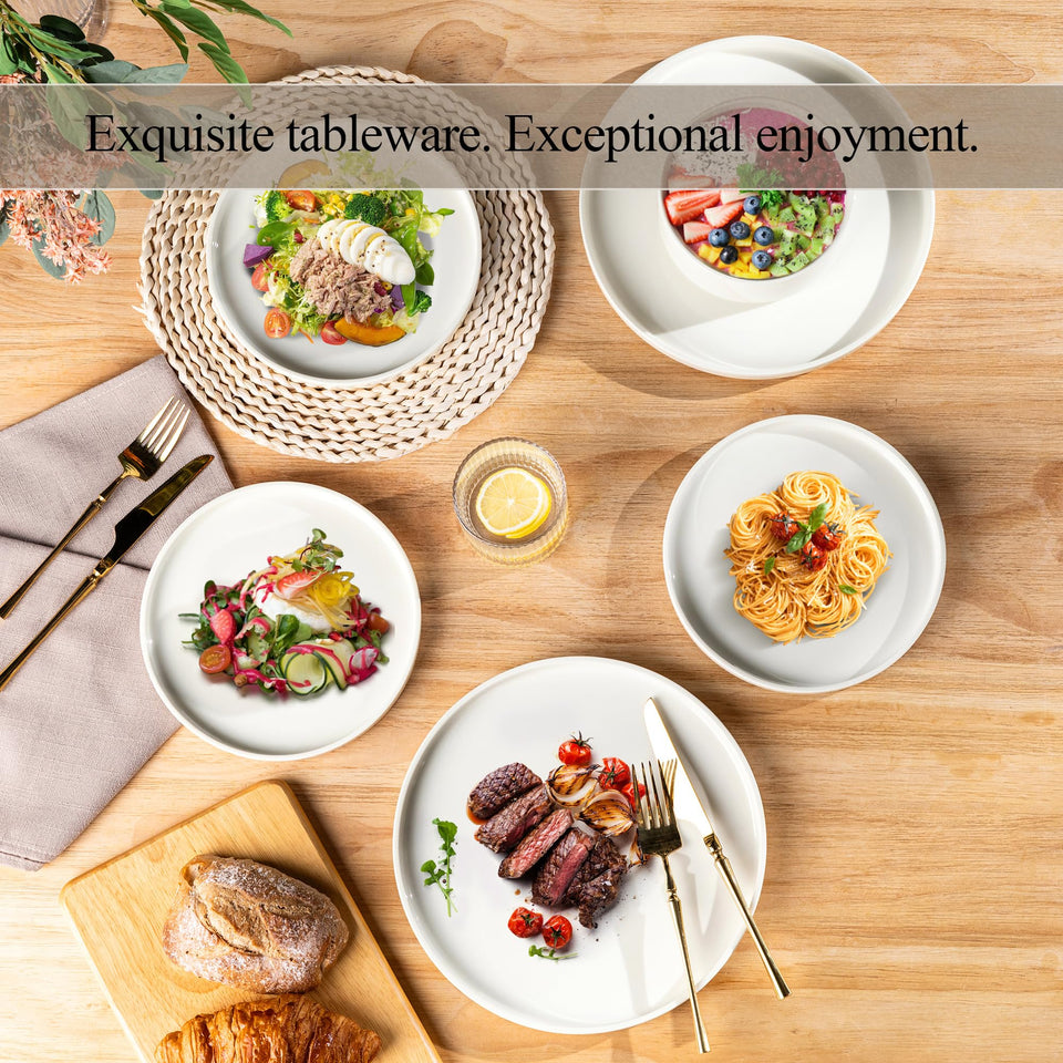 LeRatio Ceramic Dinnerware Sets for 6,Plates and Bowls Sets,Handmade Reactive Glaze Dishes Set,Chip Resistant and Scratch Resistant | Oven&Dishwasher & Microwave Safe-Blue(18PCS)