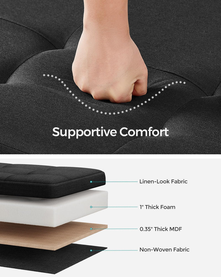 SONGMICS Storage Ottoman Bench, Foldable Foot Rest with Legs, 15 x 43 x 15.7 Inches, End of Bed Bench, Storage Chest, Load up to 660 lb, for Living Room, Bedroom, Entryway, Ink Black ULSF018B01