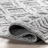 nuLOOM 8x11 Ansley Moroccan Tassel Area Rug, Light Grey, High-Low Textured Bohemian Design, Plush High Pile, Stain Resistant, For Bedroom, Living Room, Hallway, Entryway