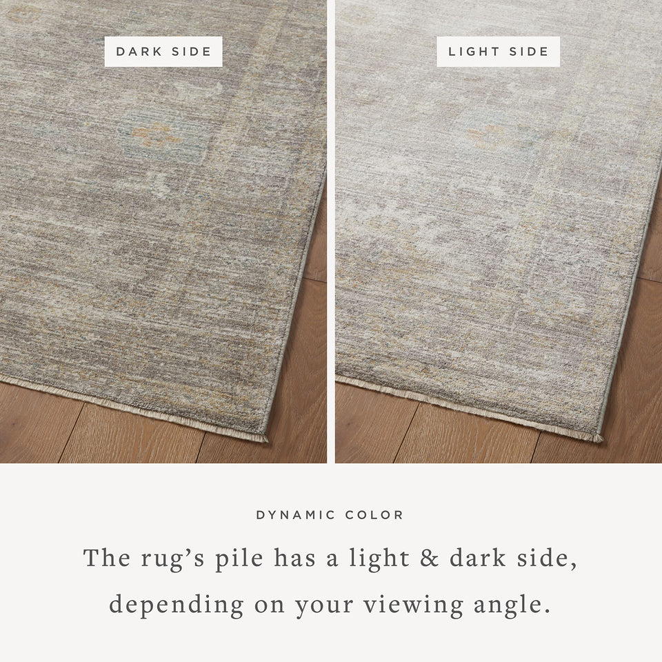 Loloi Magnolia Home by Joanna Gaines Millie Collection MIE-02 Sky/Gold 7'-10" x 10', .25" Pile Height, Area Rug