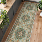 TOPRUUG Washable Oriental Area Rug - 12x15 Rugs for Living Room Soft Carpet for Bedroom Waterproof Floral Distressed Indoor Stain Resistant Non-Shedding Floor Carpets (Green, 12x15)