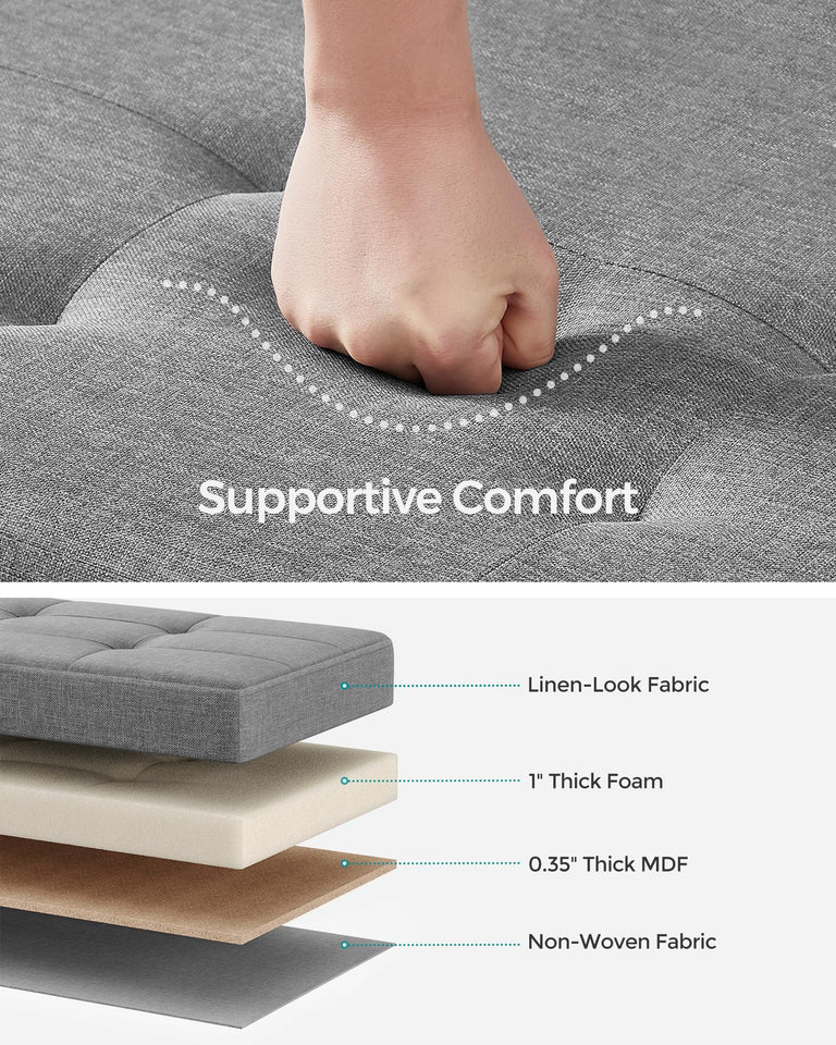 SONGMICS Storage Ottoman Bench, Foldable Foot Rest with Legs, 15 x 43 x 15.7 Inches, End of Bed Bench, Storage Chest, Load up to 660 lb, for Living Room, Bedroom, Entryway, Ink Black ULSF018B01