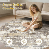 Area Rugs for Living Room: 12x15 Abstract Washable Rug Modern Neutral Large Soft Stain Resistant Non-Slip Backing Machine Table for Bedroom Dining Room Indoor Home Office Carpet - Gold Brown