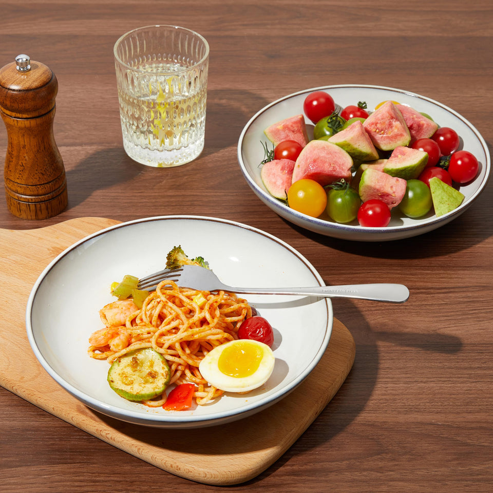 Pokini 24 Piece Dinnerware Sets for 8, Modern Stoneware Plates and Bowls Setst, Perfect for Family Gatherings & Holiday Celebrations, Easy Cleaning Dishes Set, Stack Compactly Dishware, Brown Green