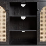 Walker Edison Sasha 4-Door Reeded Sideboard Buffet with Cord Management, 70 Inch, Coastal Oak