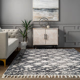 nuLOOM 8x11 Ansley Moroccan Tassel Area Rug, Light Grey, High-Low Textured Bohemian Design, Plush High Pile, Stain Resistant, For Bedroom, Living Room, Hallway, Entryway