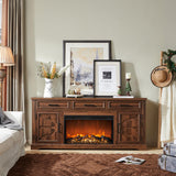 JXQTLINGMU Farmhouse Fireplace TV Stand for Up to 80 Inch TV, Entertainment Center with 30" Electric Fireplace for 65 75 Inch TV, 70" TV Stand with Storage Cabinet Drawer for Living Room (Off White)