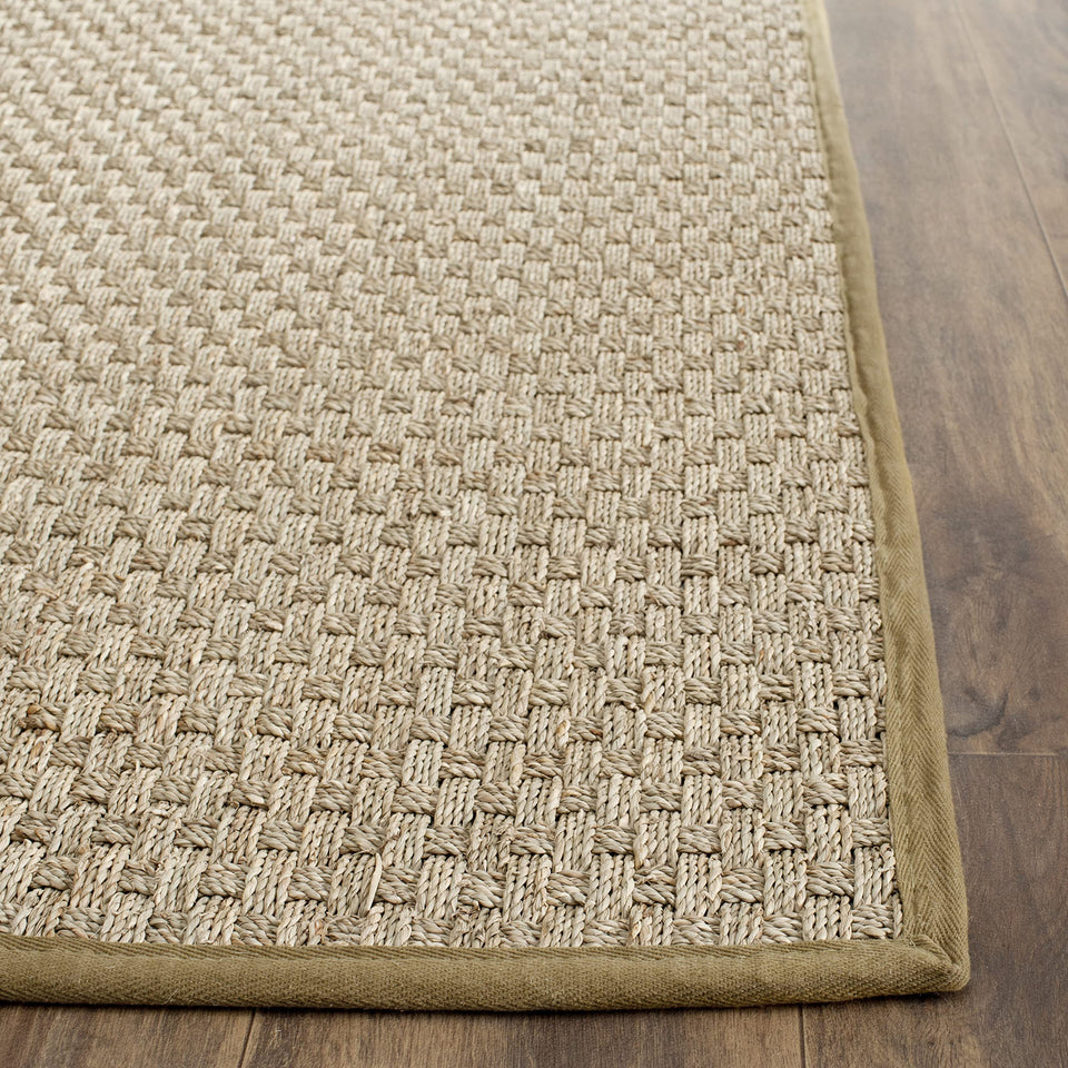 SAFAVIEH Area Rug 8x10 - Natural Fiber Collection - Large - Natural & Beige, Seagrass, Basketweave Pattern (NF114A)