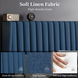 Yaheetech King Bed Frame Upholstered Platform Bed with Fabric Headboard, Wing Edge Design/Non-Slip and Noise-Free/Wooden Slats Support/No Box Spring Needed/Easy Assembly, Ivory King Bed