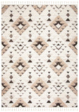 SAFAVIEH Area Rug 8x10 - Moroccan Tassel Shag Collection - Large - Ivory & Brown, Boho Design, Non-Shedding & Easy Cleaning, Plush Pile, Ideal for Living Room, Bedroom, Dining Space (MTS688A)