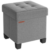 SONGMICS 15 Inches Cube Storage Ottoman, Bedroom Bench with Storage, Foot Stool with Feet, Holds Up to 660 lb, Dark Gray ULSF14GYZ