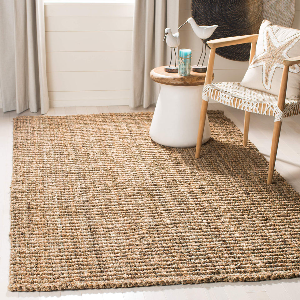 SAFAVIEH Area Rug 9x12 - Natural Fiber Collection - Large - Natural Brown, Handmade Jute, Farmhouse Style, Chunky Textured Thick Pile (NF447A)