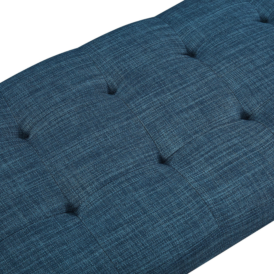 Amazon Basics Small Ottoman Foot Rest, Mid-Century Modern X Square Polyester Foot Stool, Linen, Ivory White, 18"D x 19.8"W x 18.3"H (Previously Rivet Brand)