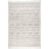 nuLOOM 8x11 Ansley Moroccan Tassel Area Rug, Light Grey, High-Low Textured Bohemian Design, Plush High Pile, Stain Resistant, For Bedroom, Living Room, Hallway, Entryway