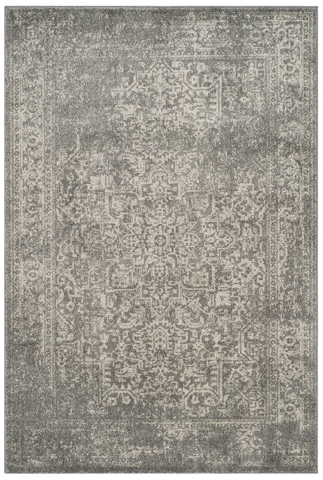 SAFAVIEH Evoke Collection Area Rug - 9' x 12', Ivory & Taupe, Oriental Distressed Design, Non-Shedding & Easy Care, Ideal for High Traffic Areas in Living Room, Bedroom (EVK256E)