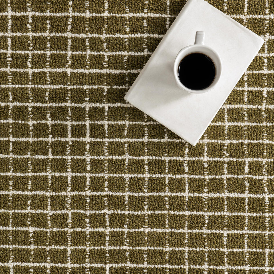 Rugs USA 8'6" x 11'6" Melrose Checked Wool Indoor Area Rug, Contemporary Farmhouse Cream for Living Room, Bedroom, Office, Entryway, Hallway