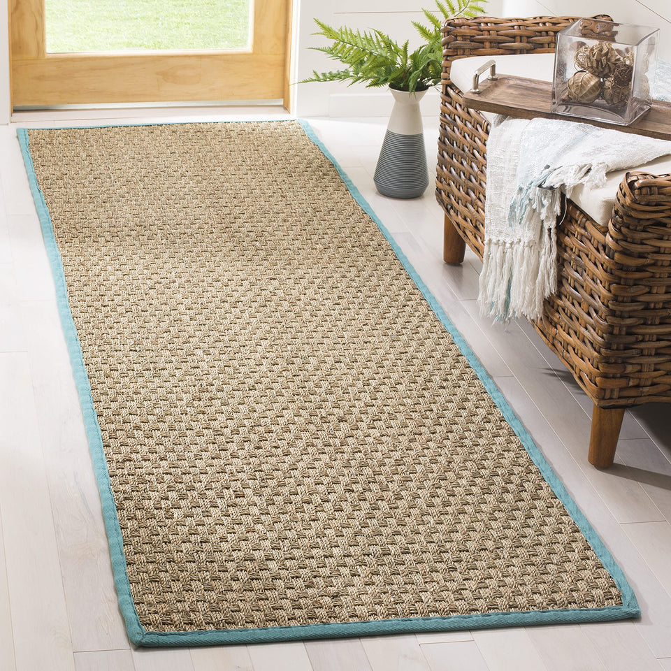SAFAVIEH Area Rug 8x10 - Natural Fiber Collection - Large - Natural & Beige, Seagrass, Basketweave Pattern (NF114A)