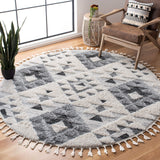 SAFAVIEH Area Rug 8x10 - Moroccan Tassel Shag Collection - Large - Ivory & Brown, Boho Design, Non-Shedding & Easy Cleaning, Plush Pile, Ideal for Living Room, Bedroom, Dining Space (MTS688A)