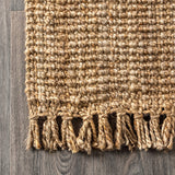 JONATHAN Y Handwoven Jute Fringe Natural Indoor Area Rug, 8x10, Pata, Bohemian, Rustic, Cottage, Easy-Cleaning for Living Room, Bedroom, Kitchen, Non-Shedding (NRF103A-8)