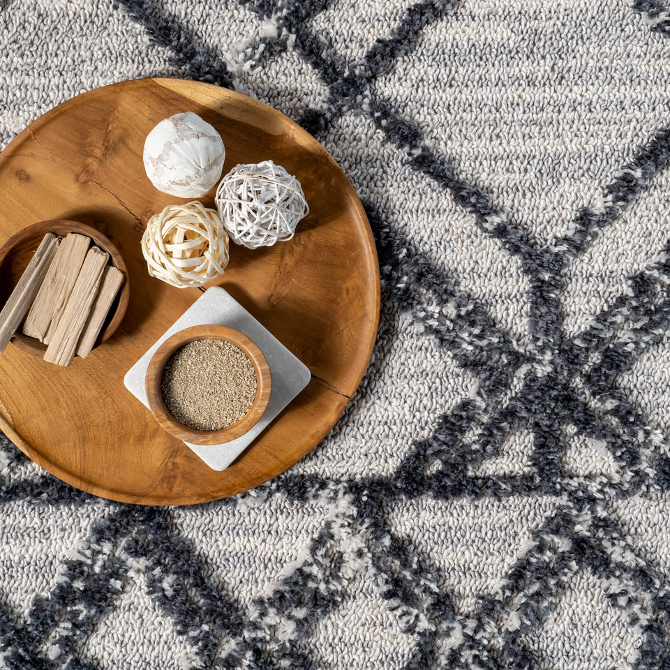 nuLOOM 8x11 Ansley Moroccan Tassel Area Rug, Light Grey, High-Low Textured Bohemian Design, Plush High Pile, Stain Resistant, For Bedroom, Living Room, Hallway, Entryway