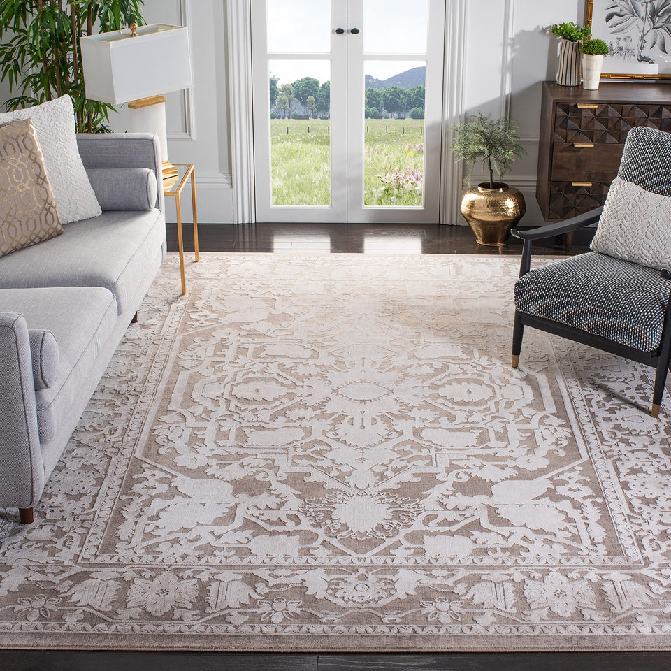 SAFAVIEH Area Rug 9x12 - Reflection Collection - Large - Cream & Ivory, Non-Shedding & Easy Cleaning, Ideal for Living Room, Bedroom, Dining Space (RFT665D)